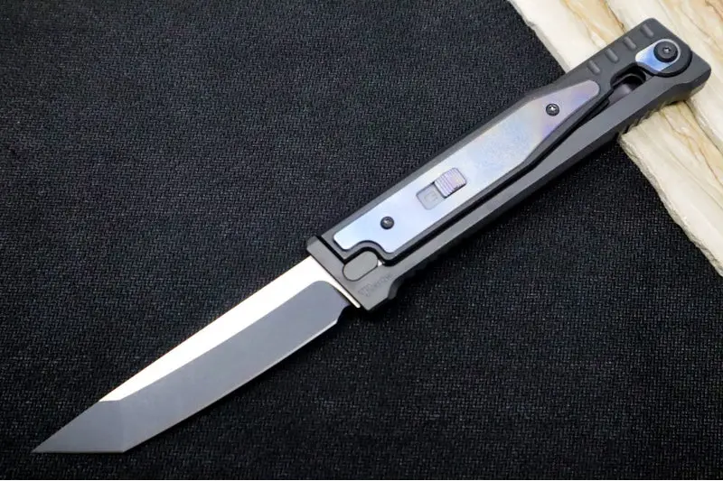 Reate Exo Gravity Knife – Black Pvd Titanium Handle With Flamed Titanium Inlay, Black Pvd Finish, Tanto Elmax Blade 1
