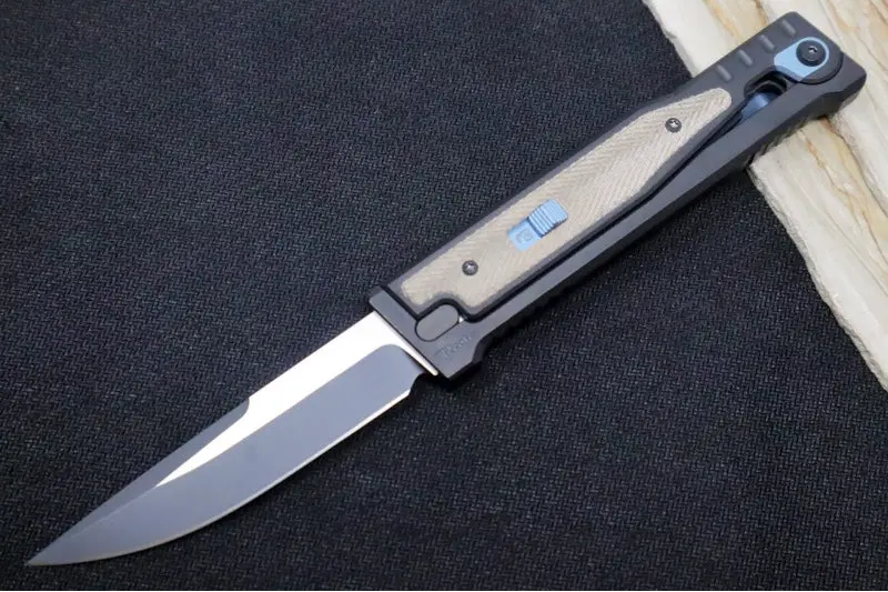 Reate Exo Gravity Knife – Black Pvd Titanium Handle With Twill Green Micarta Inlay, Black Pvd Finish, Drop Point Elmax Blade 1