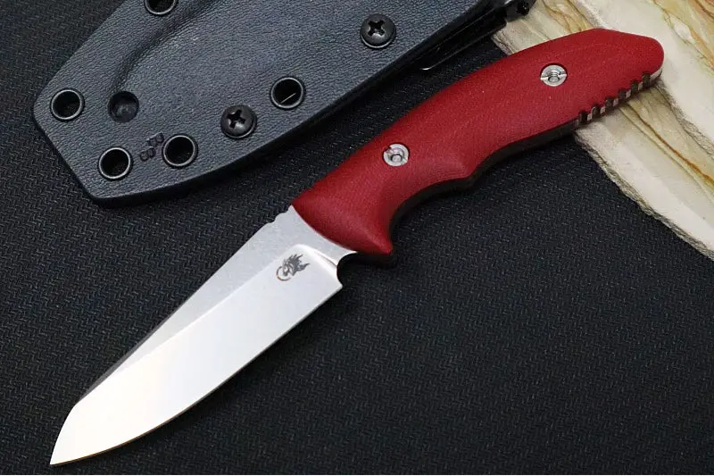 Rick Hinderer Flashpoint Fixed Blade – Stonewashed Cpm-Magnacut Steel With Red G-10 Handle & Kydex Sheath 1