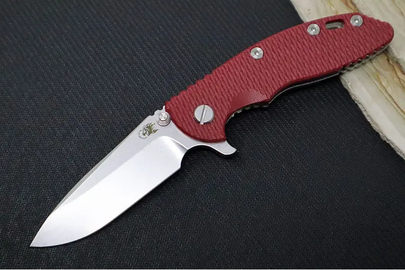 Rick Hinderer Xm-18 Edc Knife – 3.25" Spearpoint, Stonewashed S45Vn, Red G-10 & Titanium Handle 1