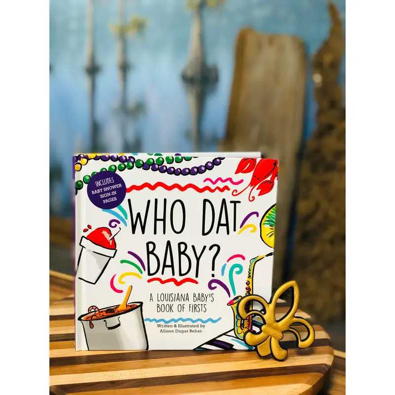 'Who Dat?' Baby Keepsake Book + Matching Teether Set 3