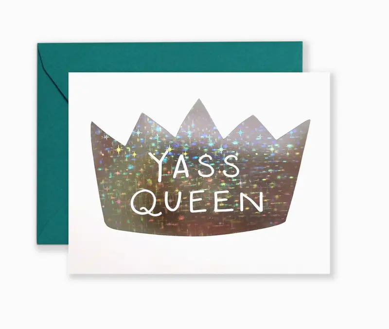 'Yass Queen' Celebration Greeting Card – Bold & Playful Design 1